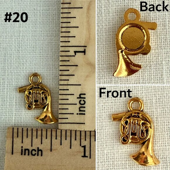 Gold Tone Music Charms Collection Set of 7 Miniature Melodies Metal Instruments - Picture 6 of 9
